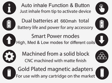 Load image into Gallery viewer, NEW PCKT One Plus 660mah battery 510 Cartridge Auto & Variable