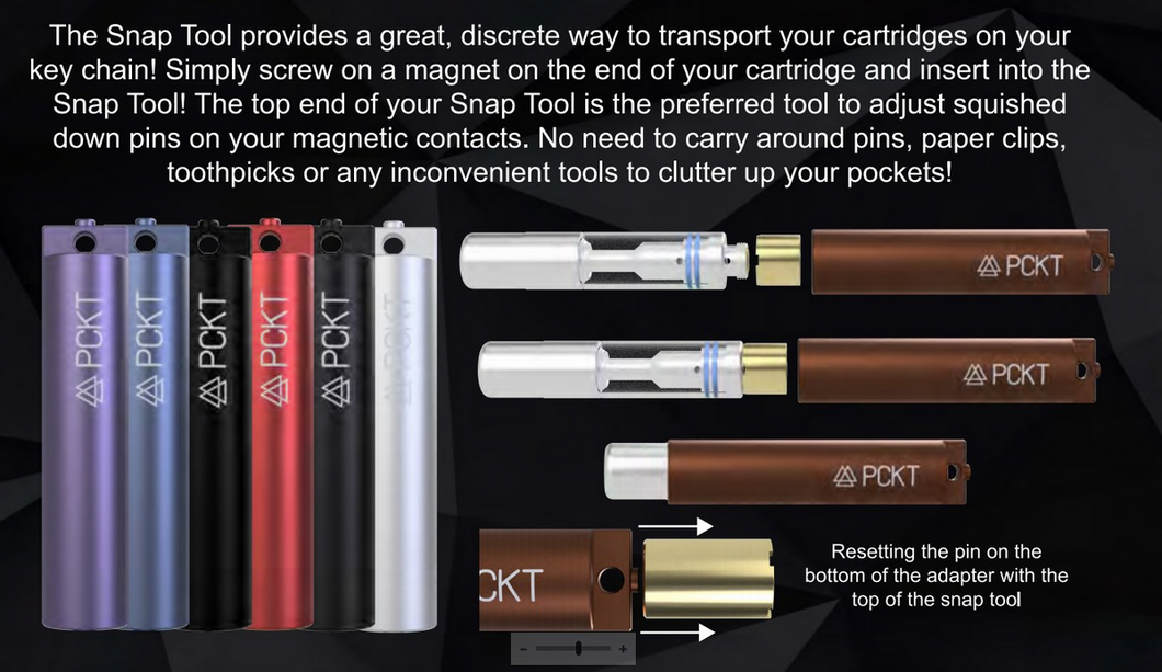 NEW PCKT One Plus Magnetic Adapters, Snap Tool(Cartridge Holder), SPRK Cart .5ML - Snap Tool (BLACK)