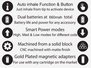 NEW PCKT One Plus 660mah battery 510 Cartridge Auto & Variable